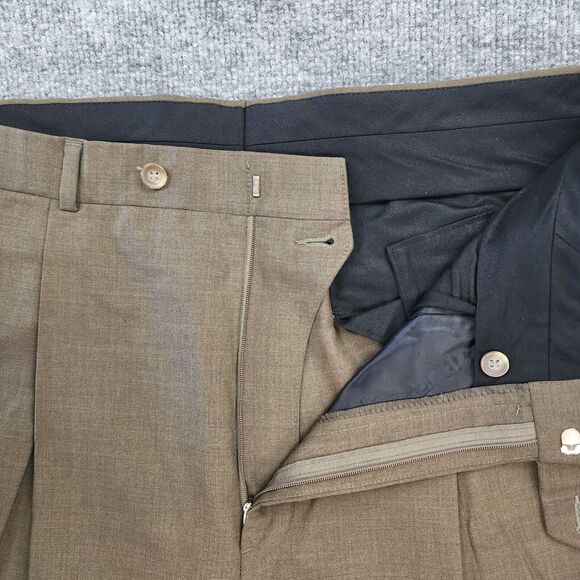 Brooks Brothers Pants Mens 36R (35x30) Brown 100% Wool Pleated Brooksease Casual - Picture 11 of 16